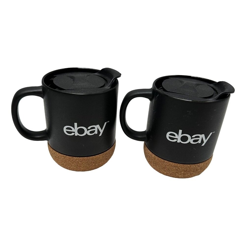 Ebay Coffee Mug Ebay Canada Seller Swag Lot 2 Black Ceramic Cork w Lids New